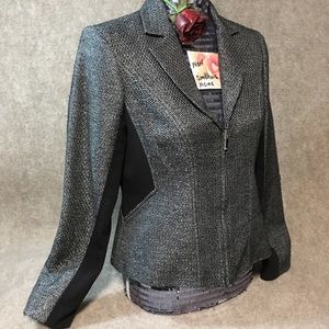 ANNE KLEIN TWEED JACKET ZIPS CLOSED. SZ. 10P